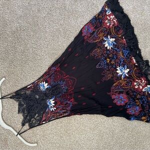 Free People Black Floral Chemise